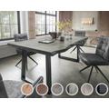 Massivholz »Thor« Akazie Baumkante-Tisch I 180x90 cm / 25mm / Akazie grau gesandstrahlt / Metall vernickelt edelstahlfarbig gebürstet