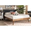 Baxton Studio Alke Mid-Century Modern Dark Grey Fabric Walnut Brown Finished Wood Full Size Platform Bed - Wholesale Interiors SW8180-Dark Grey/Walnut-M17-Full