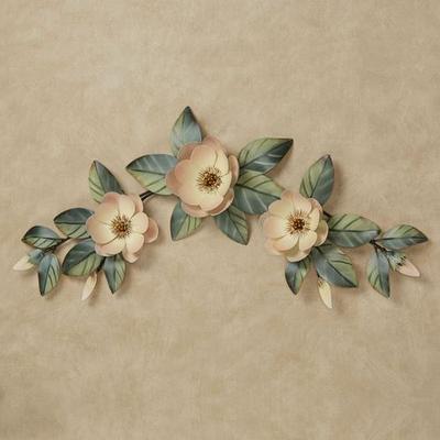 Magnolia Floral Swag Metal Wall Topper Cream , Cream