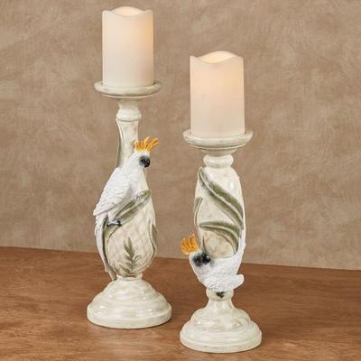 Cockatoo Candleholders White Set of Two, Set of Two, White