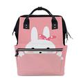 BKEOY Backpack Diaper Bag White Cute Easter Rabbit Diaper Bag Multifunction Travel Daypack for Mommy Mom Dad Unisex