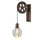 1 Light Fixture Industrial Mid Century Retro Iron Wall Lights Loft Pulley Wall Lamp Features The Matte Iron Cage Lamp Shade for Indoor Lighting Barn Restaurant (Rust Color)