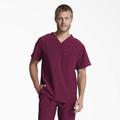 Dickies Men's Eds Essentials Tuckable V-Neck Scrub Top - Wine Size L (DK635)