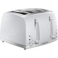 Russell Hobbs Honeycomb 4 Slice Toaster (Independent & Extra wide slots with high lift, 6 Browning levels, Frozen/Cancel/Reheat function, Removable crumb tray, 1500W, White textured high gloss) 26070