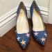 Anthropologie Shoes | Anthropologie Star Embroidered Heels | Color: Blue/Pink | Size: 8