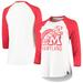 Women's Under Armour White/Red Maryland Terrapins Performance Cotton 3/4-Sleeve Raglan T-Shirt