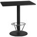 24'' x 42'' Rectangular Black Laminate Table Top with 24'' Round Bar Height Table Base and Foot Ring - Flash Furniture XU-BLKTB-2442-TR24B-4CFR-GG
