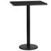 24'' x 30'' Rectangular Black Laminate Table Top with 18'' Round Bar Height Table Base - Flash Furniture XU-BLKTB-2430-TR18B-GG