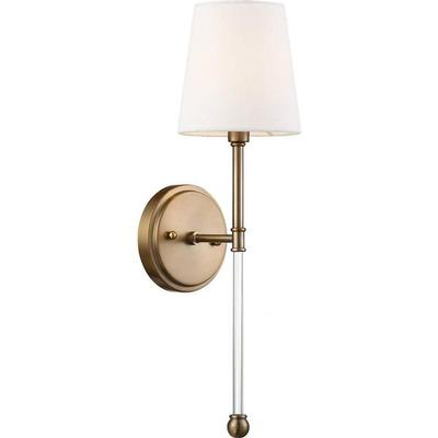 Nuvo Lighting 66687 - 1 Light Burnished Brass White Linen Shade Wall Sconce (OLMSTEAD 1 LIGHT WALL SCONCE)