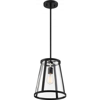 Nuvo Lighting 66699 - 1 Light Matte Black Clear Glass Shade Pendant (BRUGE 1 LIGHT PENDANT)