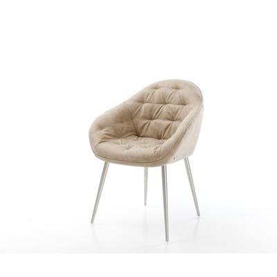 DELIFE Esszimmerstuhl Gaio-Flex Mikrofaser Beige Vintage 4-Fuß konisch Edelstahl, Esszimmerstühle Image