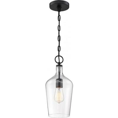 Nuvo Lighting 66749 - 1 Light Matte Black Finish with Clear Glass Shade Pendant (HARTLEY 1 LIGHT PENDANT)