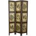 August Grove® Charleen 42" W x 71" H 3- Panel Solid Wood Folding Room Divider Wood/Canvas in Brown | 71 H x 41.25 W x 1 D in | Wayfair