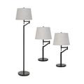 Red Barrel Studio® Jareth Dark Bronze Floor & Table Lamp Set Linen/Metal in Brown/Gray | 26.5 H x 13 W x 13 D in | Wayfair