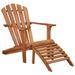 Highland Dunes Patio Adirondack Chair w/ Footrest Solid Acacia Wood in Brown/White | 35.8 H x 27.4 W x 52.2 D in | Wayfair