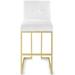 Privy Stainless Steel Performance Bar Stool by Modway Velvet/Metal in White/Yellow | 41.5 H x 19 W x 23.5 D in | Wayfair EEI-3855-GLD-WHI