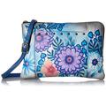 Anna by Anuschka Damen Handtasche aus echtem Leder, mittelgroß, mit Reißverschluss, (Summer Bloom Blue), Einheitsgröße