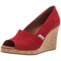 TOMS Damen Classic Wedge Sandalen mit Keilabsatz, Red, 36 EU