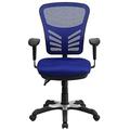 Flash Furniture Bürostuhl mit mittelhoher Rückenlehne – Ergonomischer Schreibtischstuhl mit verstellbaren Armlehnen und Netzstoff – Perfekt für Home Office oder Büro – Blau, 68.58 x 64.77 x 112.4 cm