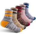 FEIDEER Damen-Wandersocken, Multipack, Outdoor-Freizeitsocken, Wicking Cushion Crew Socken, Grau, Rosa, Grau, Blau, Grau, Gelb, Grau, Rot, Grau, 38