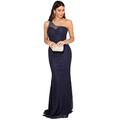 KRISP Embellished One Shoulder Lace Maxi Dress, Navy, 12, 3635-NVY-12