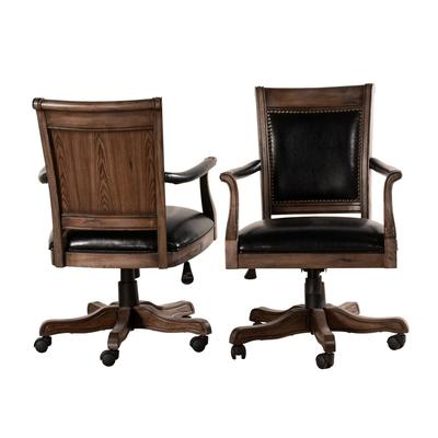 Freeport Wood Game / Desk Chair with Arms and Casters with Casters in Weathered Walnut - Hillsdale Furniture 6401-801