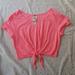 Pink Victoria's Secret Tops | Bnwt Pink Cropped Lace Back Tie Front Shirt | Color: Pink | Size: Xs