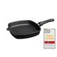 AMT Gastroguss Rectangular pan with BBQ Pattern, 28 cm x 28 cm, 5 cm high, Removable Handle, cast Aluminium, Lotan® Non-Stick Coating for Fat-Free Frying, for Induction cookers, AMZN-I-E285BBQ-Z20B