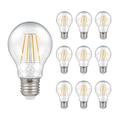 Pack of 10 x Crompton LED Dimmable Filament GLS Light Bulb Clear 7.5W E27 ES 2700K Warm White 60W Incandescent Bulb Equivalent 806 Lumens Energy Saving led Bulbs Edison Screw LED Light Bulbs