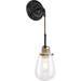 Nuvo Lighting 68142 - 1 Light Black Finish with Vintage Brass Accents Wall Sconce (TOLEO 1 LIGHT SCONCE)