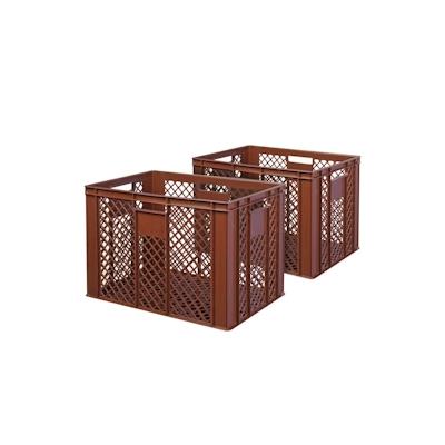 2x Eurobehälter/Bäckerkiste, LxBxH 600 x 400 x 410 mm, lebensmittelecht, Boden und Wände durchbrochen, braun Image