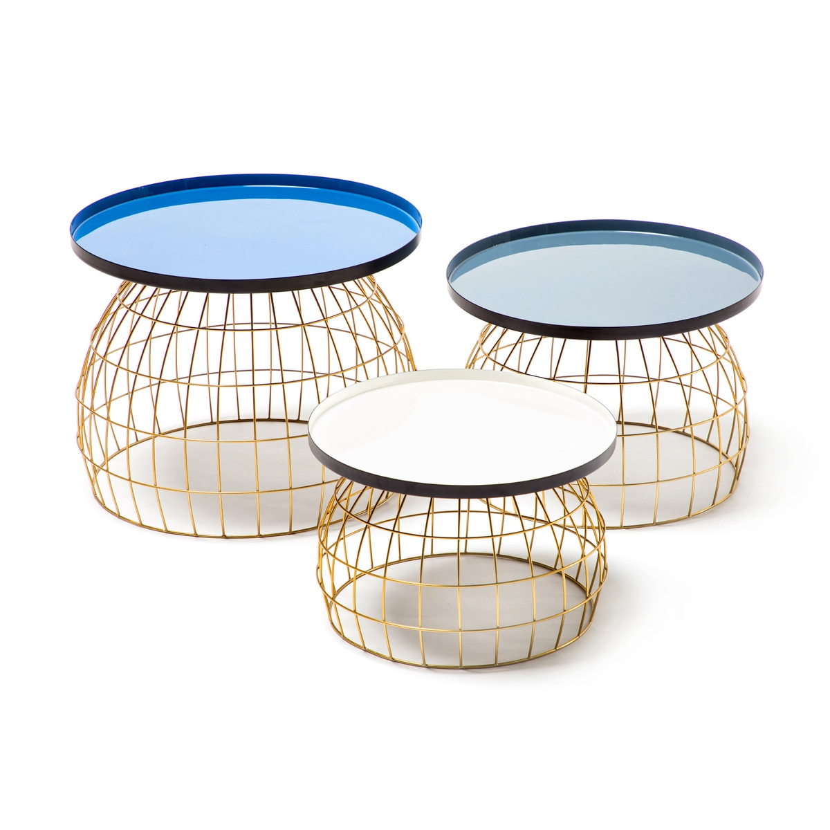 Kayoom Beistelltisch-Set Laudatio 160 Blau / Grau / Weiß, ca.40cm/45cm/50cm(L/T)x40cm/45cm/50cm(B) Image