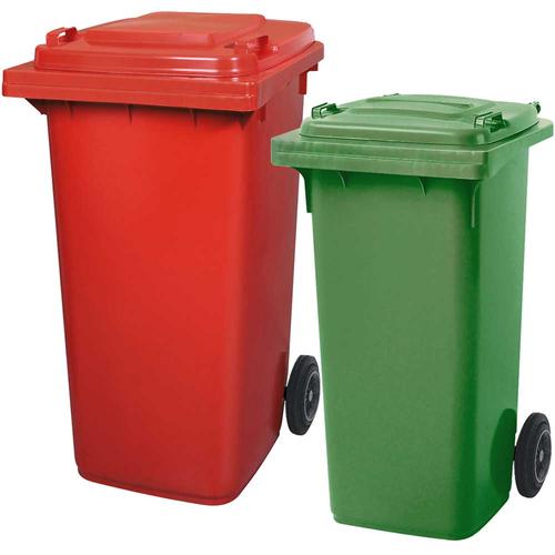 BRB Set mit 1x DIN Mülltonne 120 Liter grün und 1x DIN Mülltonne 240 Liter rot