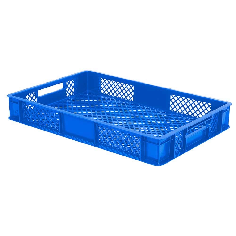 156 Stück Eurobehälter durchbrochen/Bäckerkiste, LxBxH 600 x 400 x 90 mm, PE-HD, lebensmittelecht, blau, Palettenware Image