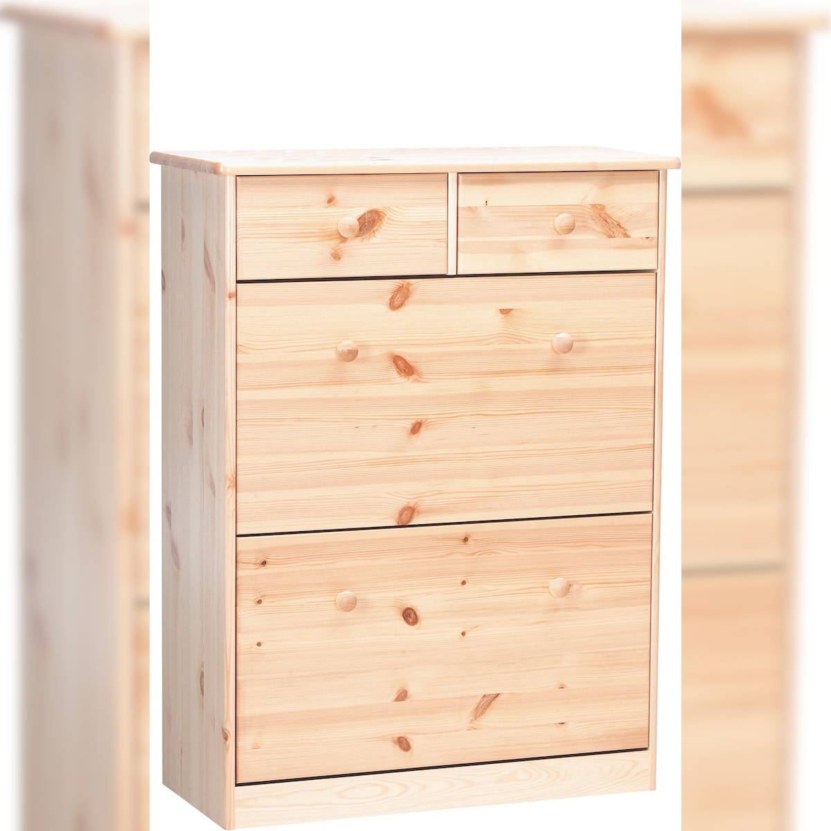 Erst-Holz 90.50-188 Schuhregal Schuhkipper Kiefer natur 2 Schubläden, 2 Kipptüren Image