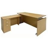 Maple Adjustable Height Rectangular Front L-Shaped Desk