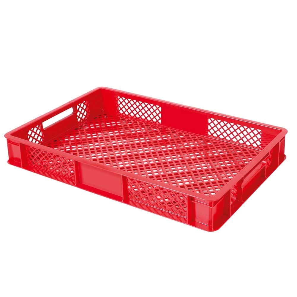 156 Stück Eurobehälter durchbrochen/Bäckerkiste, LxBxH 600 x 400 x 90 mm, PE-HD, lebensmittelecht, rot, Palettenware … Image