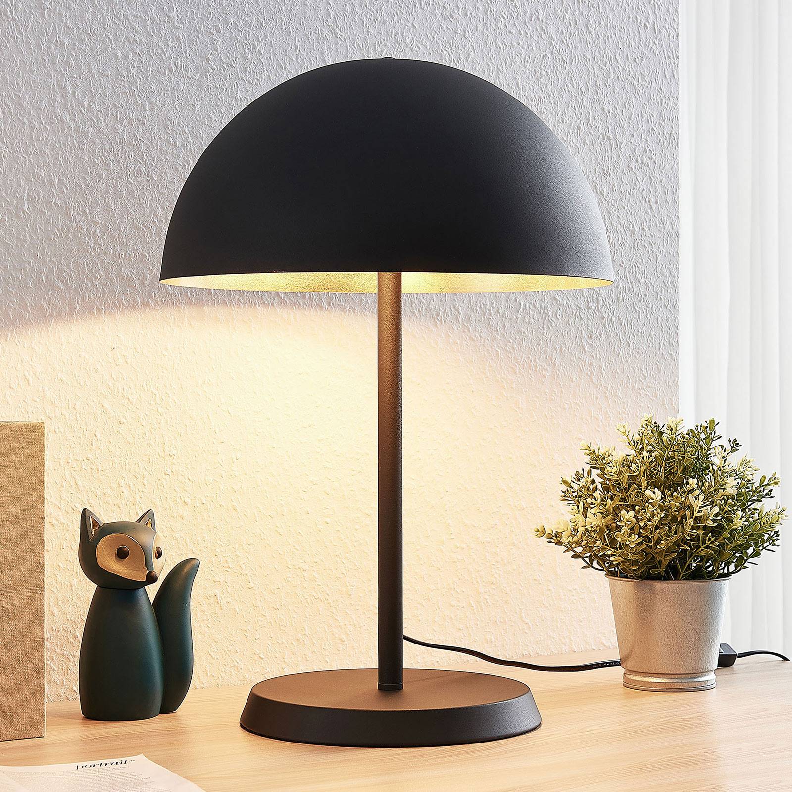Tischlampe Idalene Lindby, schwarz, für Wohn- / Esszimmer, Metall, Modern, Tischlampe