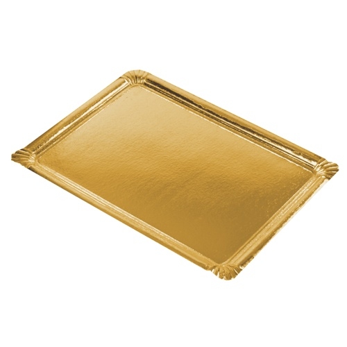 PAPSTAR 90 Servierplatten, Pappe, PET-beschichtet eckig 34 cm x 45,5 cm gold Image