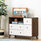 Harriet Bee Cubelo Changing Table Dresser Wood in White/Brown | 37.75 H x 45 W x 18.25 D in | Wayfair 12179