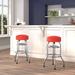 Orren Ellis Piya Double Ring Chrome Barstool Upholste/Metal in Red | 30.25 H x 20.5 W x 20.5 D in | Wayfair B4F760D52B7942649E33B5124CE6977E