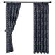 QINUO HOME Floral Jacquard Lined Blackout Curtain Drapes - Thermal Curtain Draperies with Pencil Pleat for Room Darkening Decorative Plain Window Curtain Panels, 2 Panels, 90 by 90 in, Black