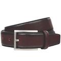 LINDENMANN men's leather belt/men's belt, full grain leather belt, burgundy, Color:red, Size US/EU:Waist Size 37.5 IN L EU 95 cm