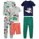 Simple Joys by Carter's Baby-Jungen 6-Piece Snug Fit Cotton Pajama Pyjama-Set, Grau Lkws/Grün Streifen/Marineblau Elefant/Orange Streifen, 18 Monate (3er Pack)