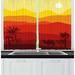 East Urban Home 2 Piece Landscape Abstract Exotic Dessert Outdoor Scene w/ Camel & Trees in Warm Colors Palette Kitchen Curtains Set | Wayfair