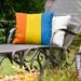 East Urban Home Miami Baseball Indoor/Outdoor Striped Throw Pillow Polyester/Polyfill blend in Orange/Blue/Yellow | 20 H x 20 W x 4 D in | Wayfair