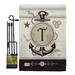 Breeze Decor Nautical A Initial 2-Sided Polyester 1.5 x 1.1 ft. Flag Set in Gray/Black | 18.5 H x 13 W x 1 D in | Wayfair