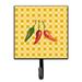 Winston Porter Senay Cayenne Pepper on Basketweave Wall Key Organizer w/ Key Hooks Metal in Red/Yellow | 5.75 H x 4.25 W x 1.25 D in | Wayfair