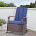 Latitude Run® Philadelphia Recliner Patio Chair w/ Cushions Wicker/Rattan in Blue | 31.5 H x 24.8 W x 47.6 D in | Wayfair