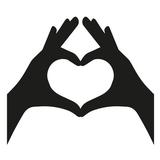 Winston Porter Allagash Fingers Forming Heart Sign Laser Cut Solid Steel Wall Sign Hanging Metal in Black | 14 H x 14 W x 0.06 D in | Wayfair